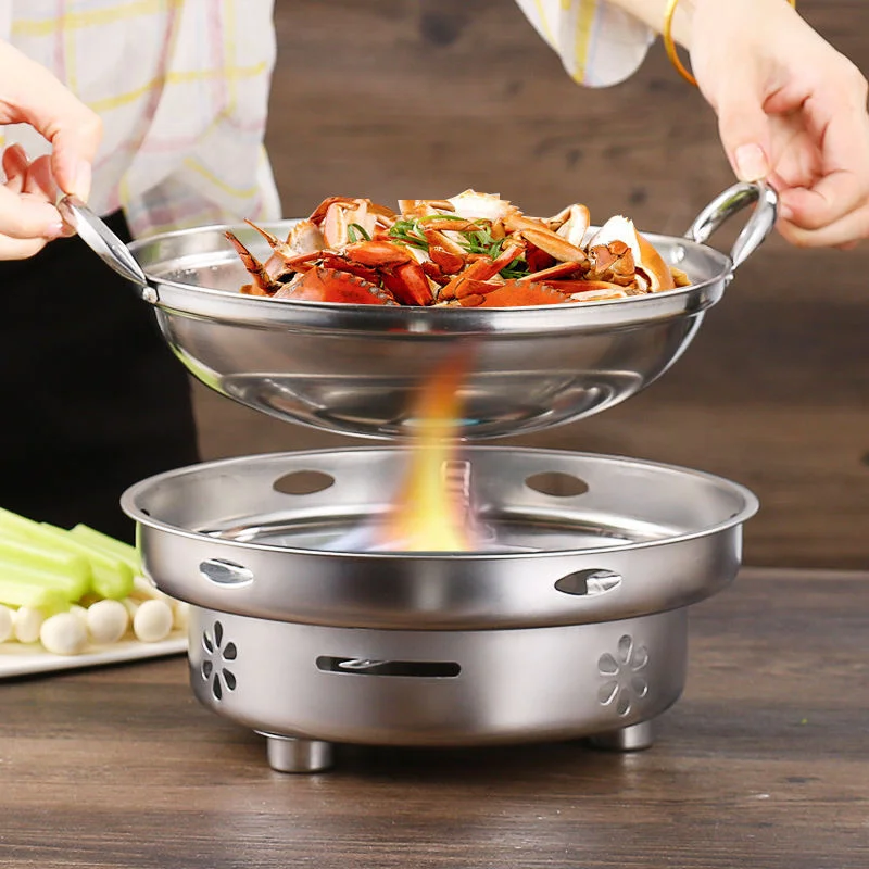 Hot Pot Alcohol Heater Outdoor Household BBQ Stainless Steel Spirit Cooker Party Camping Cooking Stove Tourist Burner