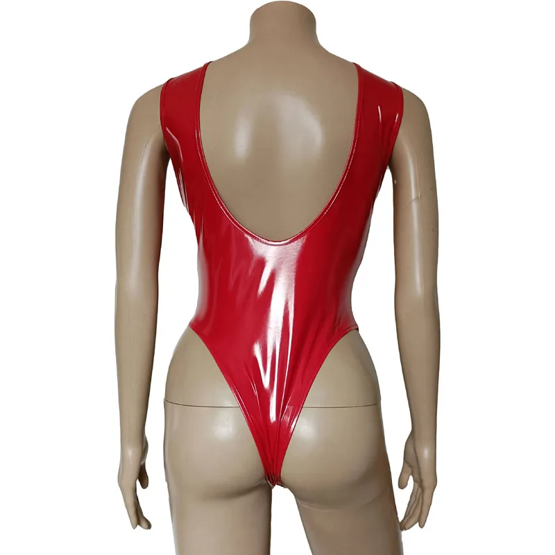 Sexy Women Patent Leather Cupless Crotchless Leotard Open Breast Crotch Wetlook Shiny Teddies Bodysuit Catsuit Hot Lingerie