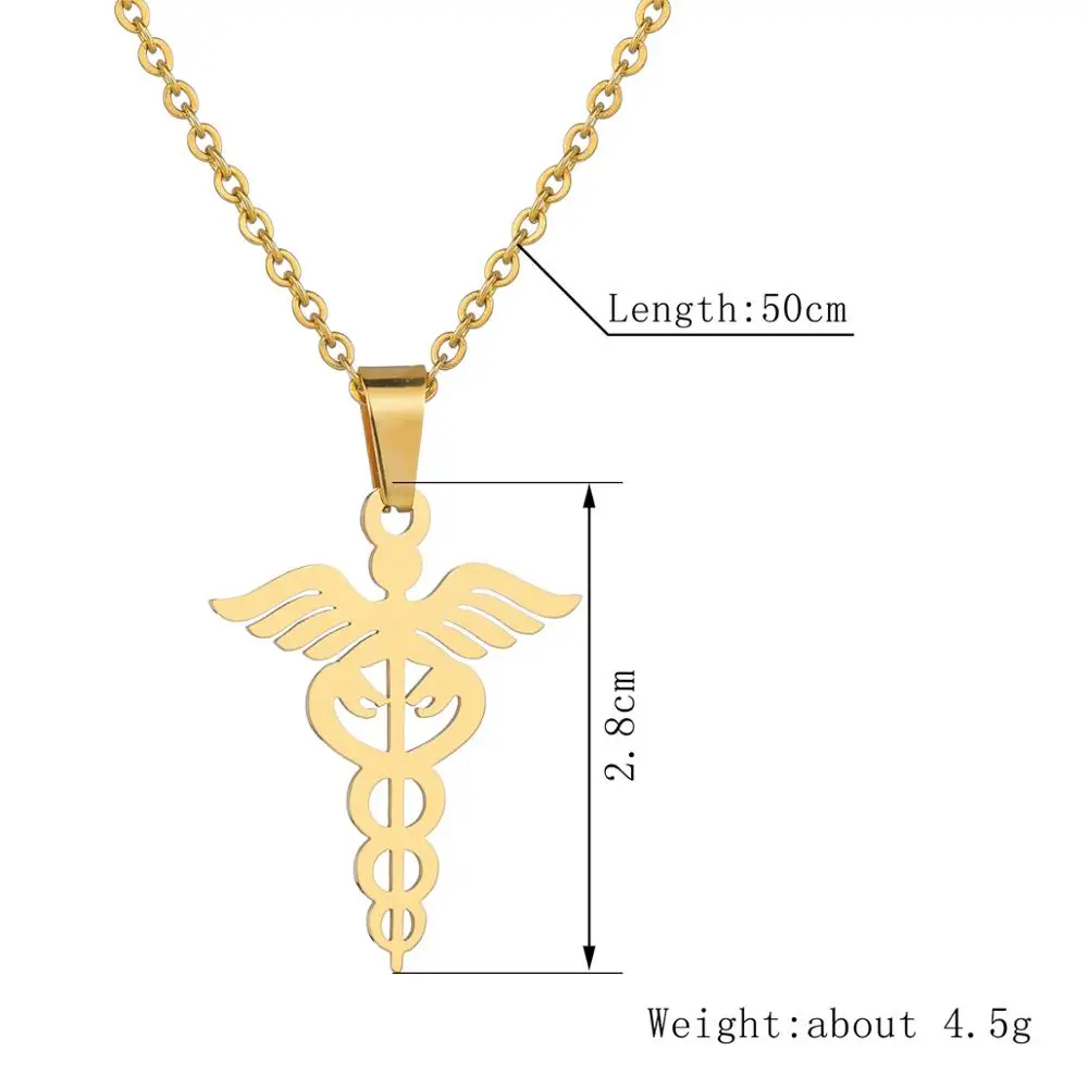 Letdiffery Medical Snake Heart Women Necklaces Stainless Steel Nursing Jewelry Medicine Graduation Gifts