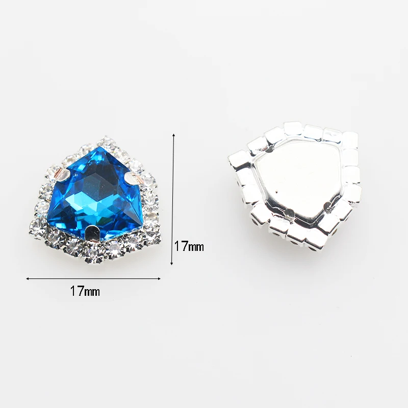 New 17MM Fat Triangle High-quality Artificial Glass Crystal Rhinestone Buttons Hand-sewn Diy Jewelry Clothing Accessories