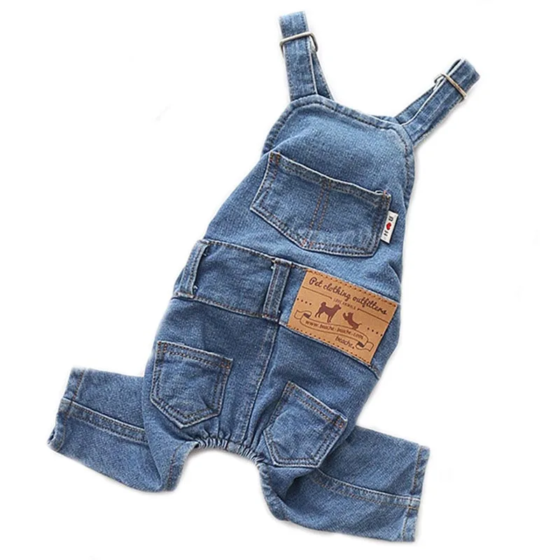 Korea Denim Jumpsuit for Dogs Blue Jeans Dog Overalls All Match Suit for Chihuahua Pitbull Romper Summer Dog Costume ropa perro