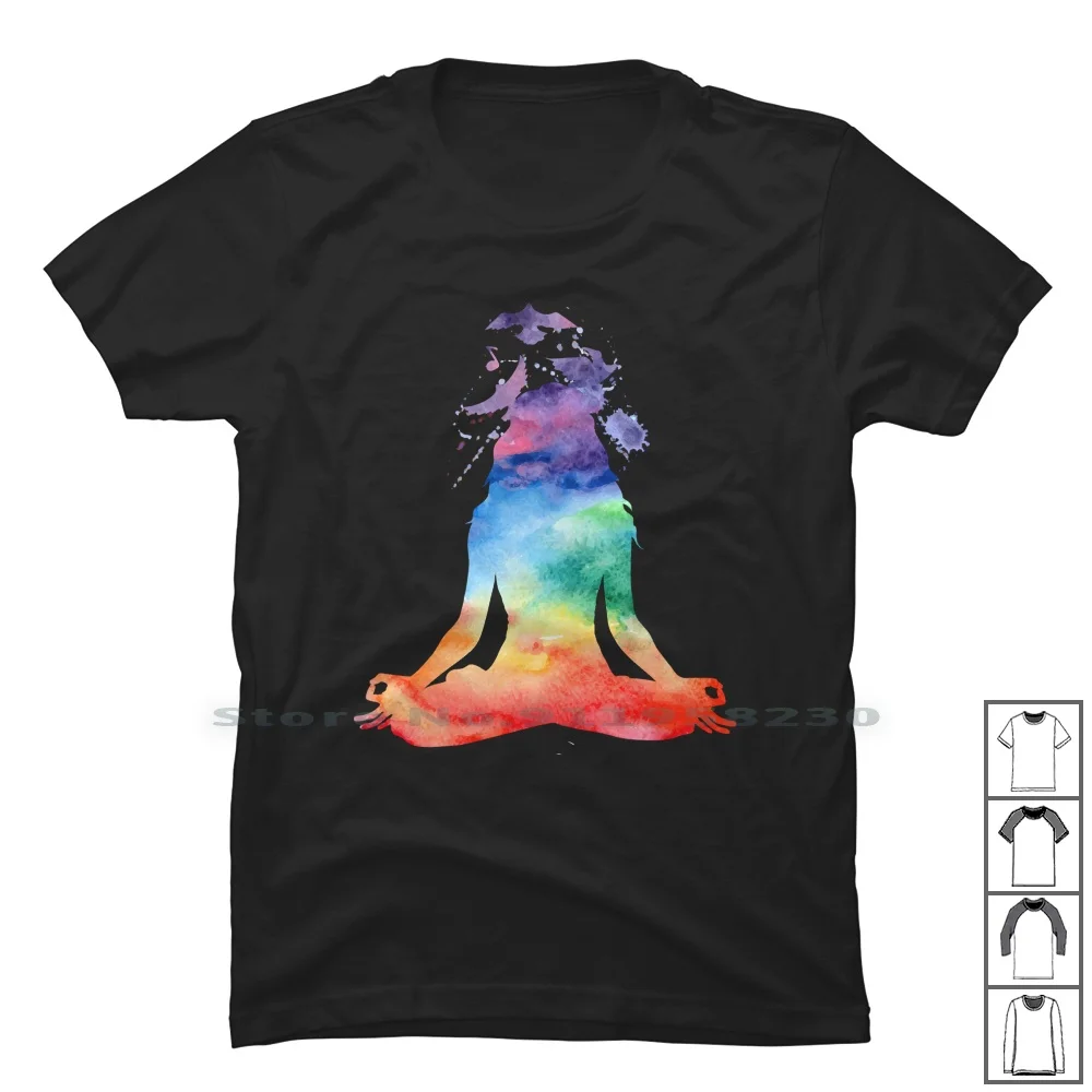 Rainbow Watercolor Yoga T Shirt 100% Cotton Watercolor Rainbow Water Pride Karma Color Yoga Rain Bow Ra Om