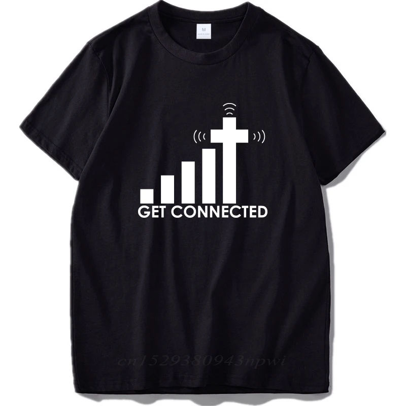 Get Connected T shirt Telephone Pole Funny Jesus High Street Tee Shirts Tops High Quality Black Cotton T-shirt EU Size