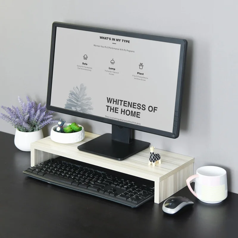 Wooden Computer Monitor Support Computer Screen Lifting Frame Multifunctional Keyboard and Mouse Storage Desktop Frame