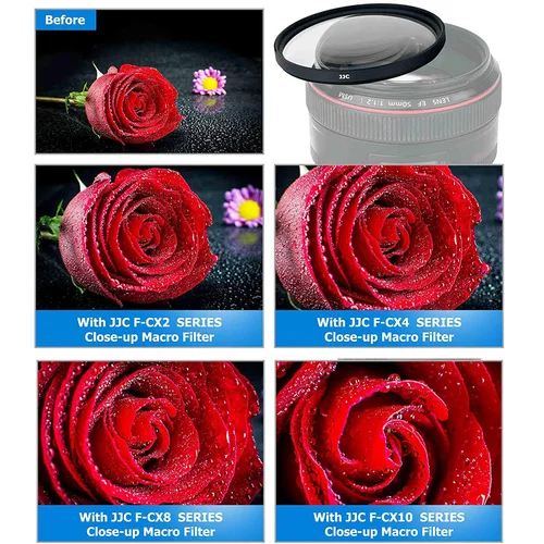 Imagen 2 del producto Juego de filtros de cierre Macro JJC + 2 + 4 + 8 + 10 Primer plano 40,5 mm 49 mm 52 mm 55 mm 58 mm 62 mm 67 mm 72 mm 77 mm + funda de filtro para DSLR