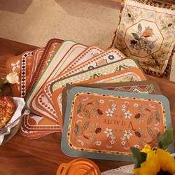 Retro Light Luxury Pu Western Food Pad Thermal Insulation Pad Household Hotel Bowl Pad Waterproof Coaster Kitchen Placemat