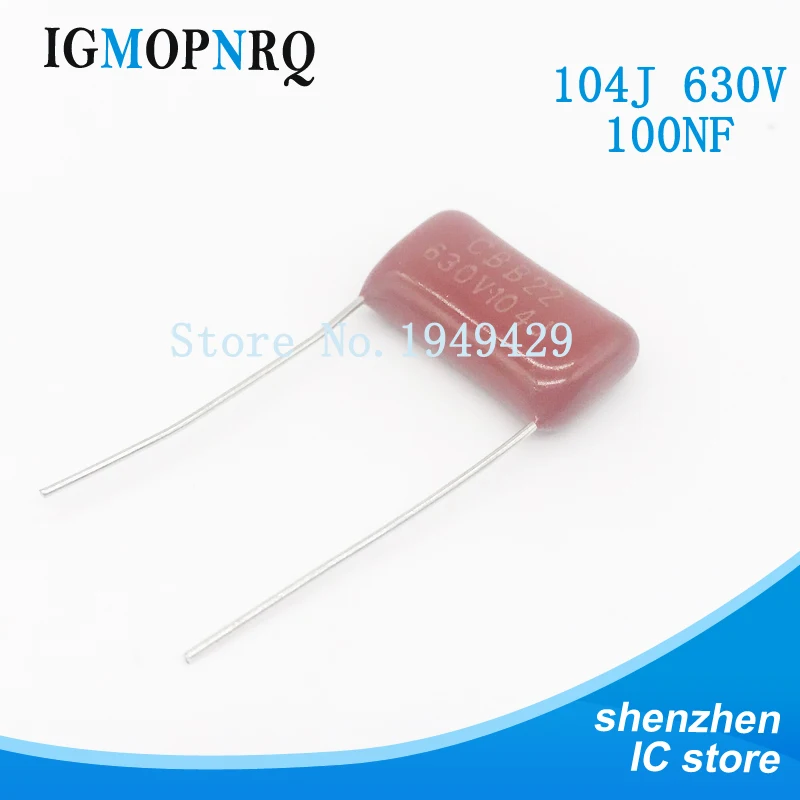

10PCS/Lot 100nF 104 630V CBB Polypropylene Film Capacitor Pitch 15mm 104 100nF 630V NEW