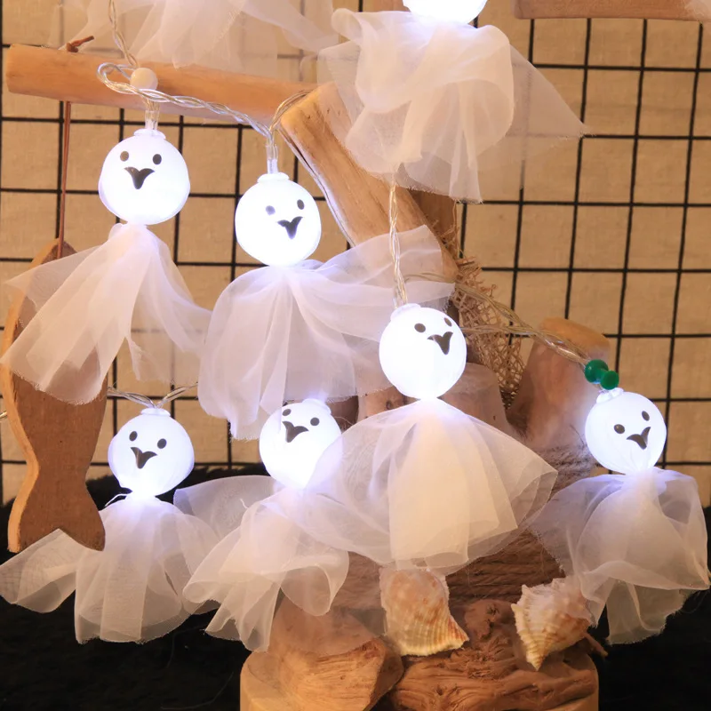 

PheiLa LED Halloween String Lights Sunny Doll Ghost Lamp String Battery Operated Decor for Halloween Hanging on Tree Doorhead