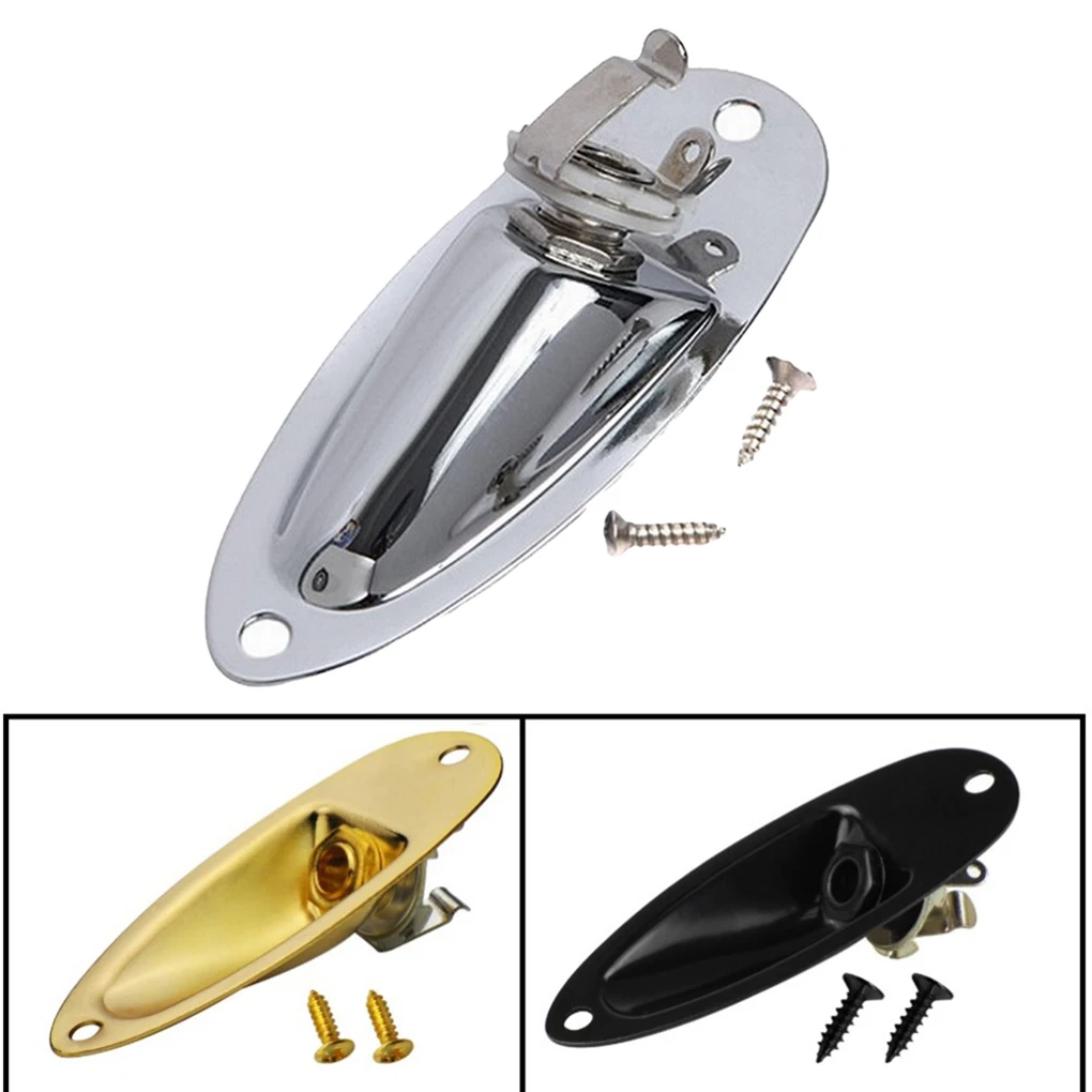 Replacement For Strat Stratocaster Electric Guitar Jack Plate 6.35mm 1/4" Boat Shaped Audio Connector Socket Panel