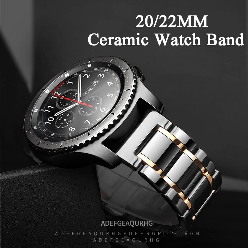 20mm 22mm Ceramic Band for Samsung Galaxy Watch 6 5 4 Strap Gear S3 Huawei Watch 4 3 GT3 GT4 GT2E 46mm Bip 3 5 GTR 4 3 GTS Strap