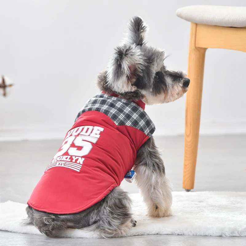 Sleeveless Two Side Wear French Bulldog Clothes Sweatshirt With Plaid Lining Pet Dog Vest Winter Coat Jacket XS XXXL Cat Outfit