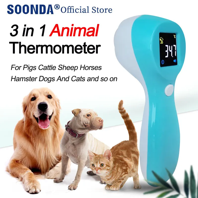 Digital Electronic Pet Animal Thermometer For Cows Cattle Pigs Sheep Horses Hamster Dogs Cats 3 in 1 IR Infrared Thermometer Gun