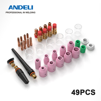 ANDELI 49PCS Welding Accessories Stubby Gas Lens For TIG Welding torch WP-17/18/26 Pyrex Glass Cup Kit