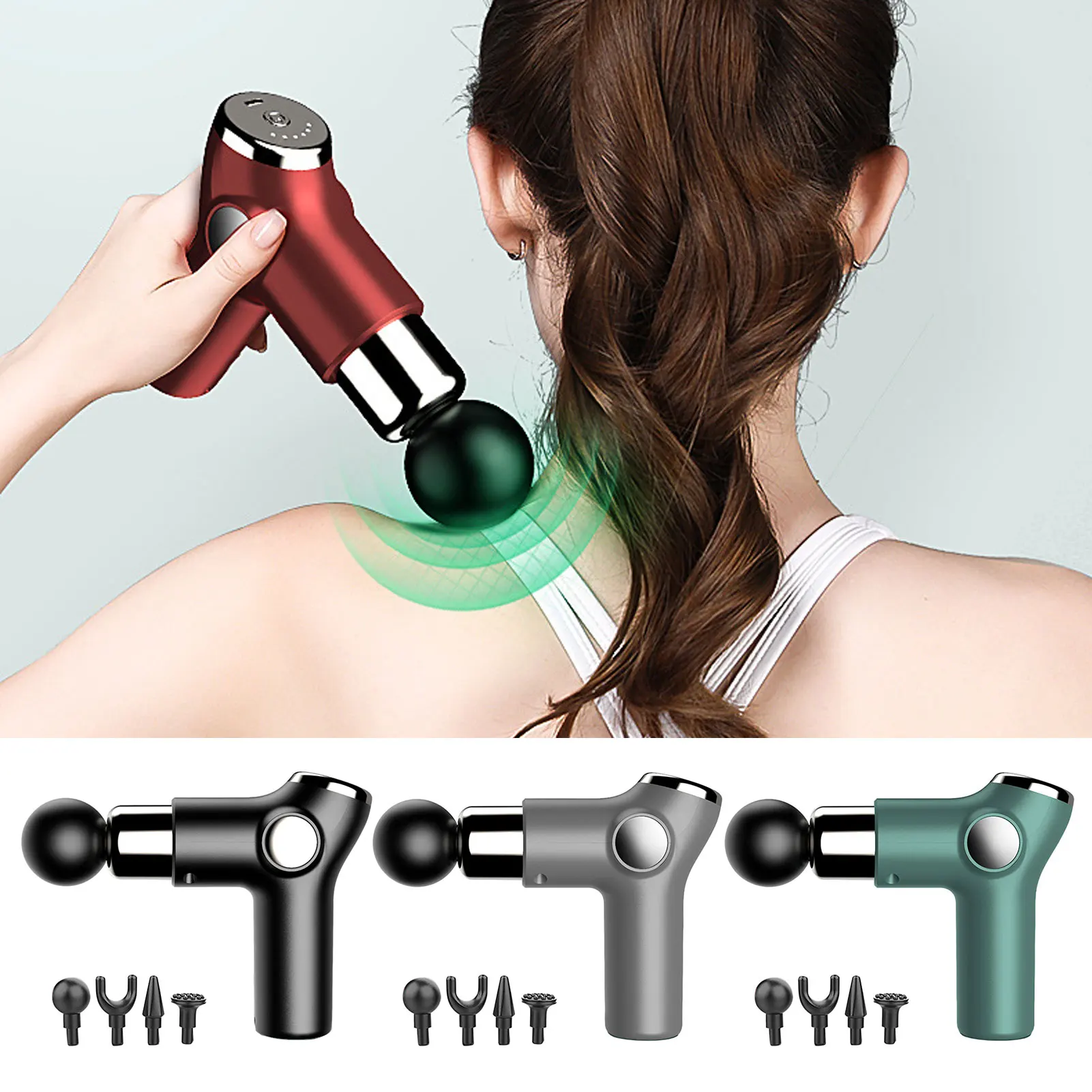 Mini LCD Massage Fascia Gun Body Shoulder Back Neck Massager Muscle Relax Body Electric Massager Deep Tissue Muscle Massage Gun