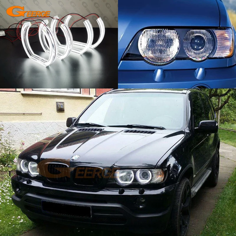 For BMW X5 E53 E70 2000 2001 2002 - 2009 2010 2011 2012 2013 Ultra Bright DTM U Style Led Angel Eyes Kit Halo Rings Day Light