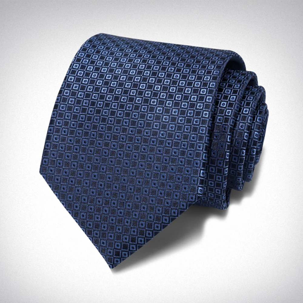 Blue Plaid Tie for Men 8 CM Luxury Brand Ties High Quality Formal Business Dress Shirt Necktie Men Gift Cadeau Homme