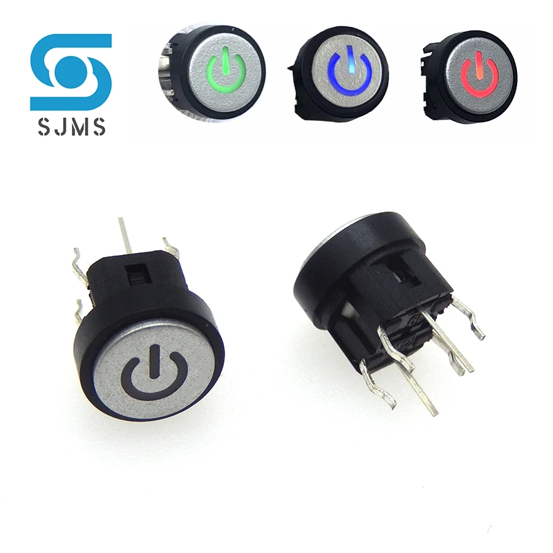 6*6*8.2mm PB  Push Button Switch Led Light Power Symbol Push Button Momentary Latching Computer Case Switch