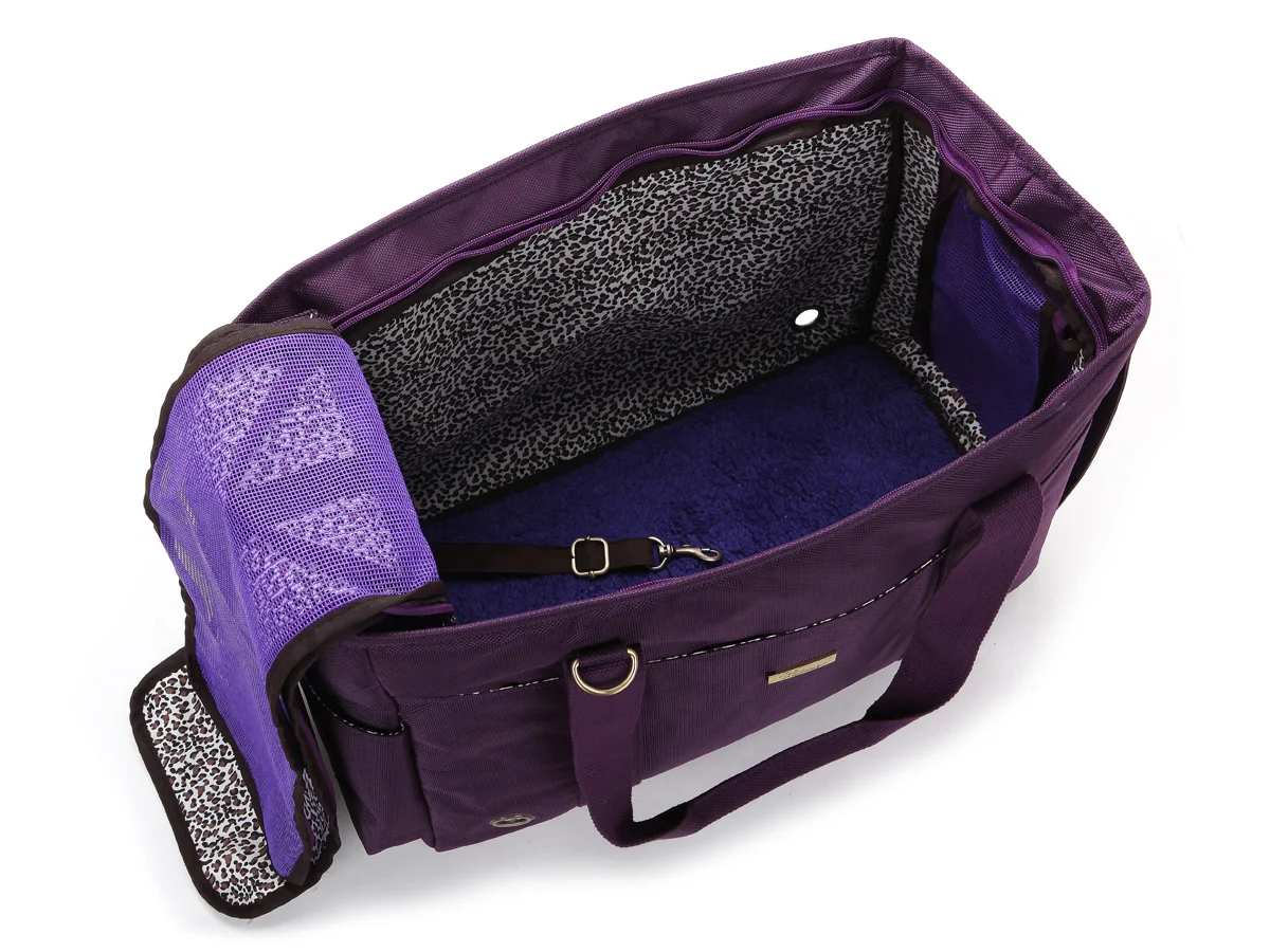 Double Stranded Pet Carrier Bag, Purple Nylon, Fashion, Small Puppy Dogs Bag