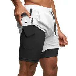 Summer Men's Sports Shorts Multi Pocket Double Layer 2-in-1 Shorts Jogging Shorts Training Fitness Casual Beach Men's Sportswear