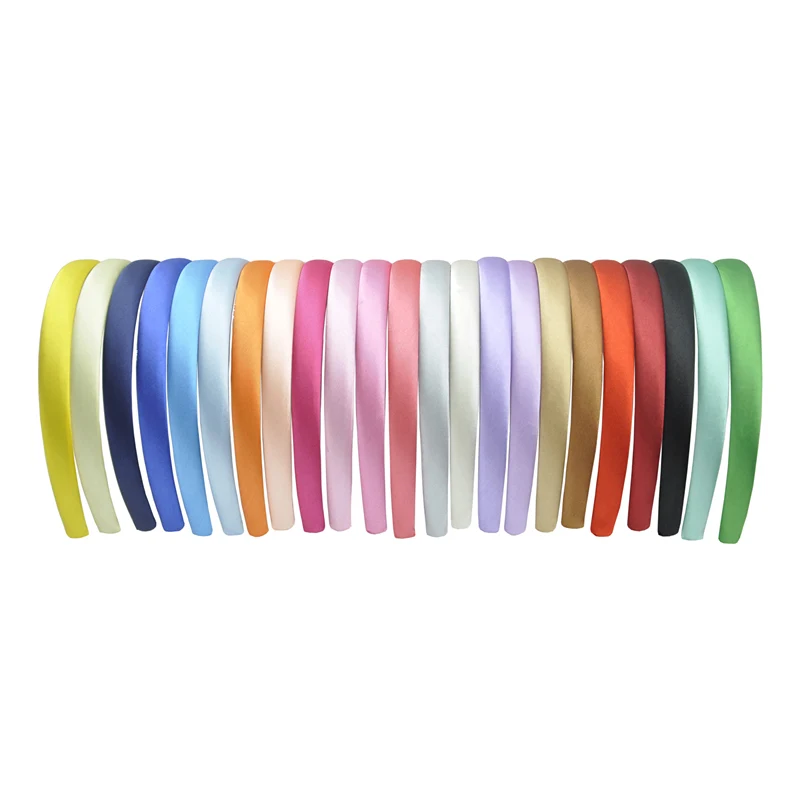 24 pz/lotto 15mm 24 colori tessuto di raso rivestito in resina Hairband all'ingrosso adulto bambini fascia ragazze fai da te accessori per capelli Loop