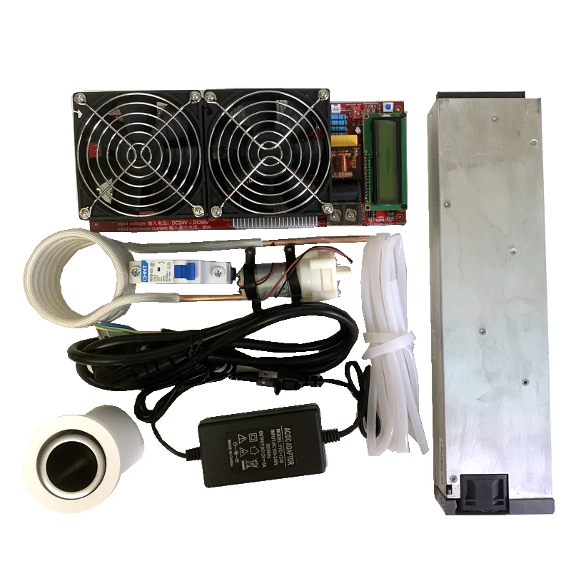 3000W 55A ZVS High Frequency Induction quenching melting Heater Module+ Coil +pump +power supply+crucible