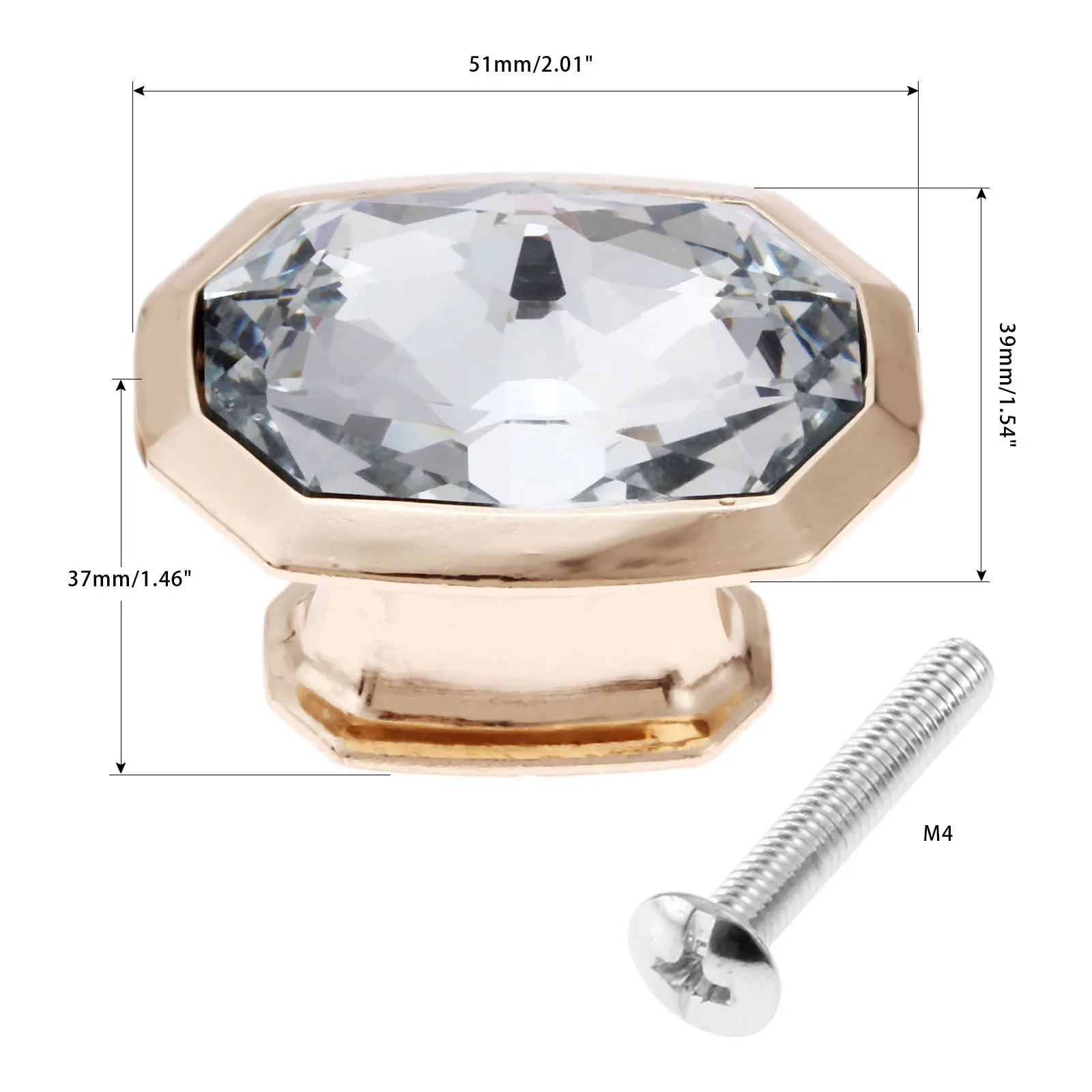 1Pc Diamond Shape Crystal Glass Knob Door Drawer Cupboard Pull Kitchen Cabinet Wardrobe Handles Furniture Hardware 51x39x37mm