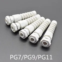 5pcs PG7/PG9/PG11 IP68 Waterproof M12  Cable Gland Connector Plastic Flex Spiral Strain Relief Protector For 3.5-6mm Wire Thread