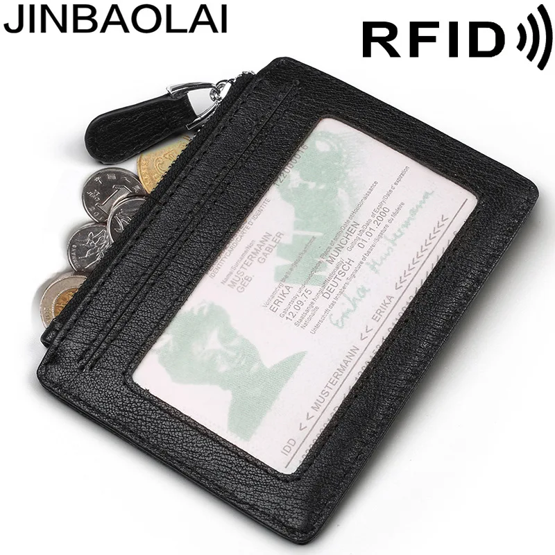 Jinbaolai Amazon Hot Selling RFID Anti-Magnetic Leather Men's Wallet Wallet Zip Leather Coin Purse