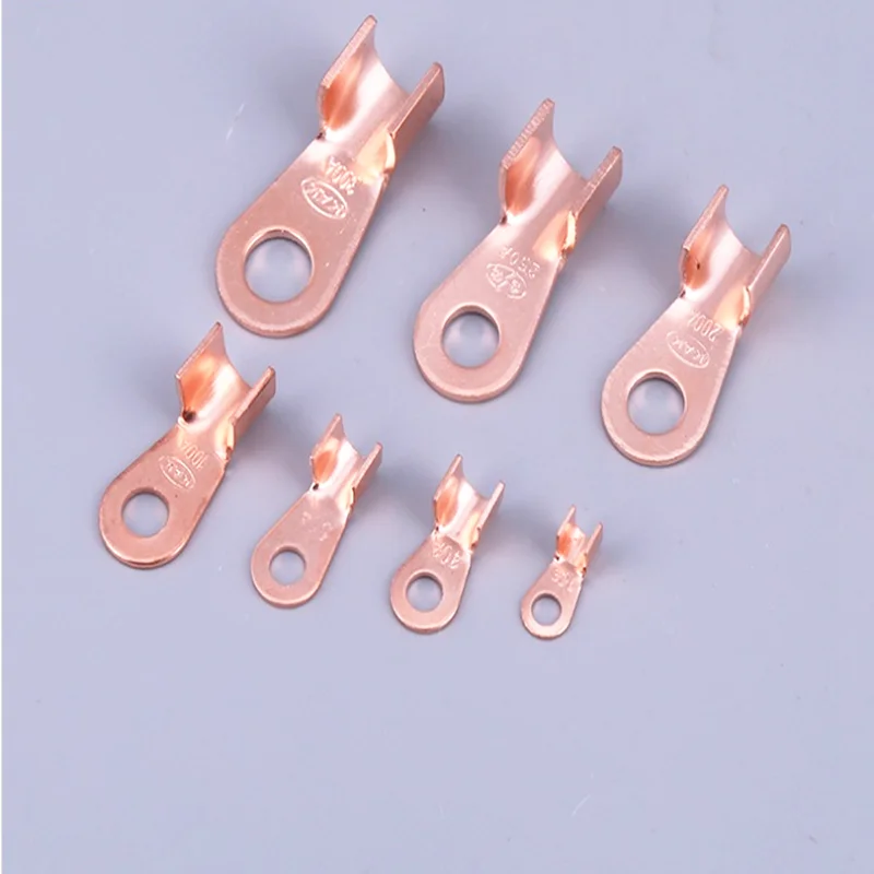 Pure red copper open nose 30A60A100A copper nose copper connection wire nose copper wire ear terminal national standard grade A