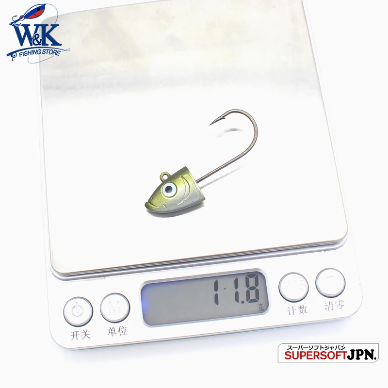 Fishing Lures with Jig Head 1/0 Hooks 12g 2pcs/pk for Soft Vinyl Weight 3/7 oz with Laser EYES Inshore JIG HEAD Hook