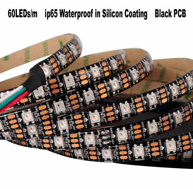 

DC5V WS2812B/SK6812 60/74/96/144 Pixels/Leds/M 5m 5050 RGB Smart Led Pixel Strip,WS2812 IC,White/Black PCB,IP30/IP65/IP67