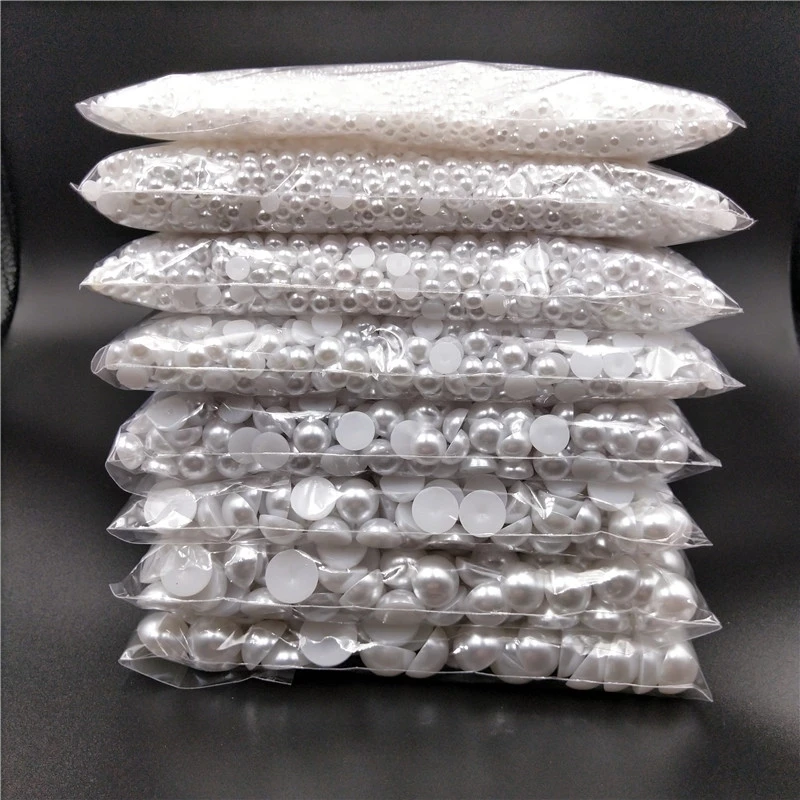 3-16mm Half Round Acrylic White Ivory Imitation Pearl Flatback Beads For Jewelry Making DIY /Headwear/Nail Art /Phone Decorate