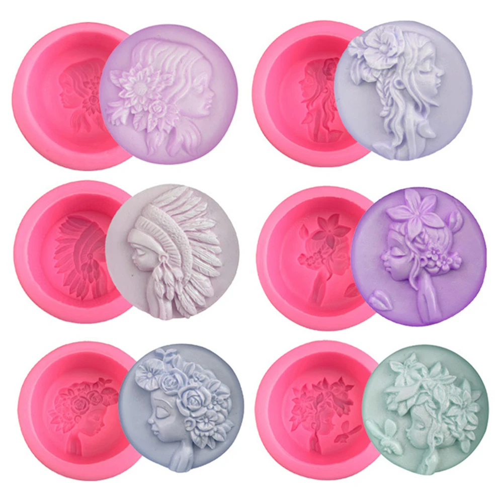 Various Styles of Beauty Avatars Silicone Fondant Chocolate Resin Aroma Stone Soap Mold For Pastry Cup Cake Decorating