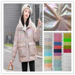 Veste en duvet en nylon froissé multicolore, tissu coloré arc-en-ciel, imperméable à l'huile, non lavable, veste de bébé rembourrée en coton