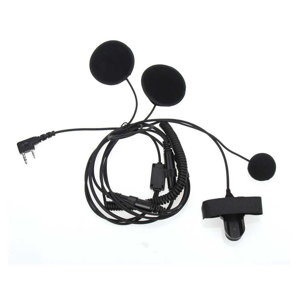 2 Pin PTT Motorcycle Helmet Headset Intercom Earphone Headphones with Microphone for Kenwood BAOFENG Two Way Radio Walkie Talkie