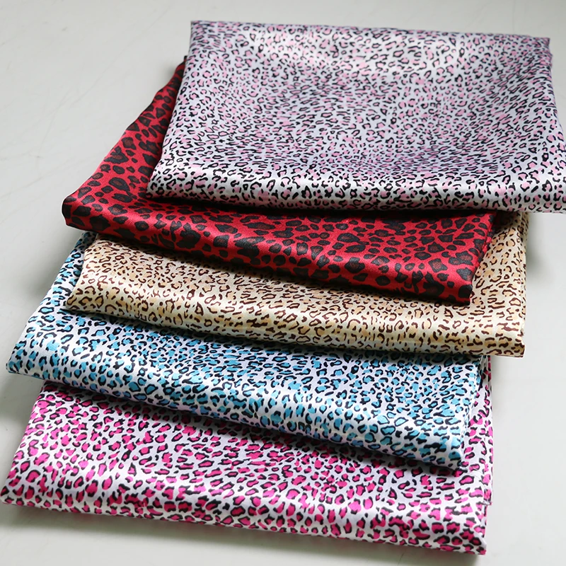 By Meter Small Leopard Print Satin Fabric Scarf Gown Pyjamas Material Lining Africa