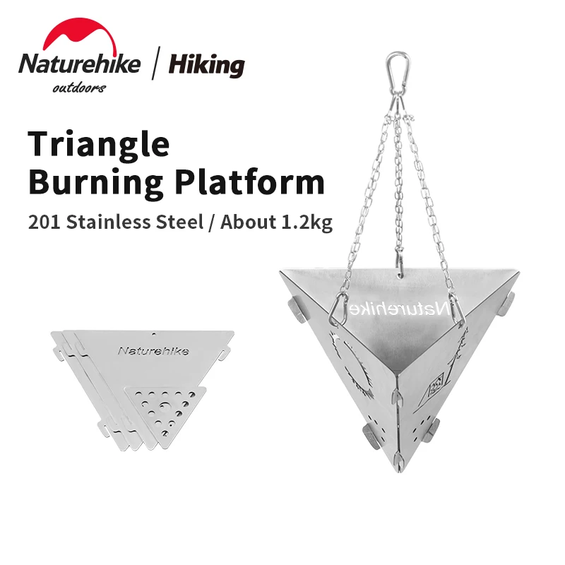 Naturehike Outdoor 0.7KG stainless steel Triangle Burning Platform Camping BBQ picnic bonfire Ultralight Portable Hanging Stove