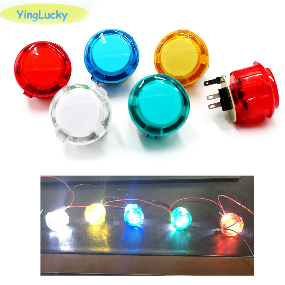 10pcs Arcade Transparent 30mm 5V LED Push Button Replace SANWA OBSF-30 OBSN-30 OBSC-30 for DIY Raspberry pi MAME PC Pandora Game