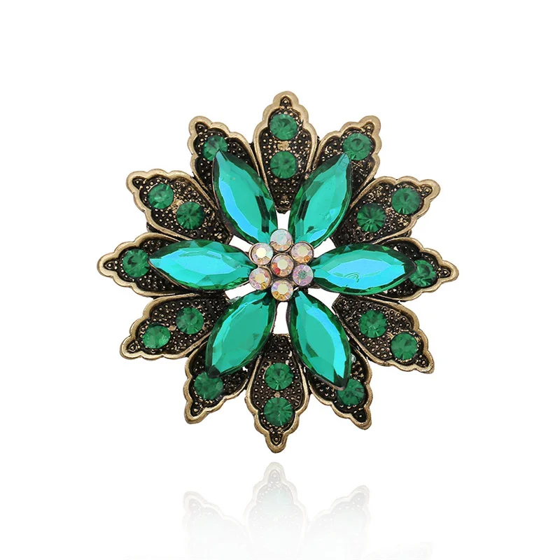 Autumn And Winter High-End Exquisite Brooch Fashion Trendy Retro Exaggerated Gem Flower Accessories Brooch