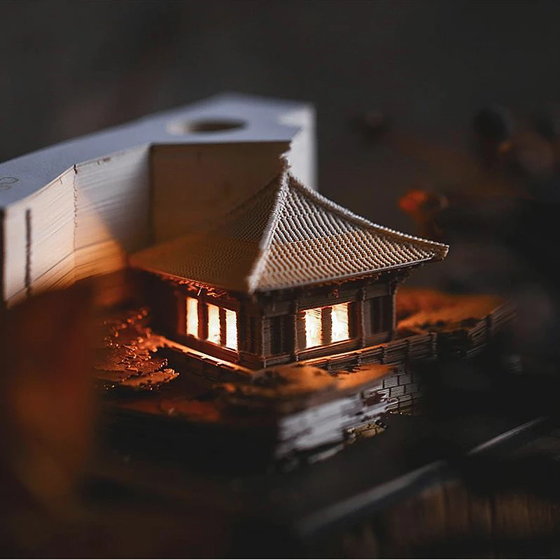 GY Qingshui Temple 3D Sticky Notes 3D Building Model Creative Paper Carving Note Paper