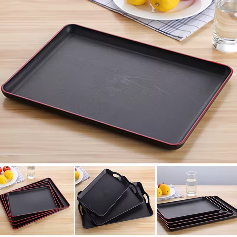 Organizadores De Cocina Storage Serving Tray Rectangular Plastic Tray Food Trays Anti-Slip Scratch-Resistant Preservation Tray