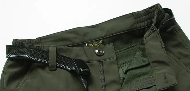 Men Tactical Military Pants Winter Thicken Fleece Warm Cotton Combat Bomber Working Shark Skin Trousers SoftShell Cargo Pants