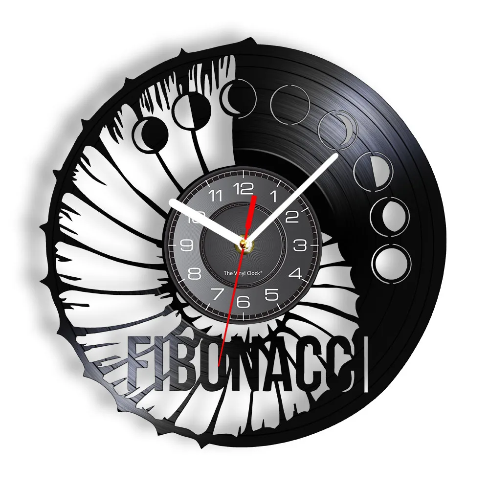 Fibonacci Italian Mathematician Vinyl Record Wall Clock Sequence Leonardo Pisano Geometry Artwork Math Science Proportion Gift