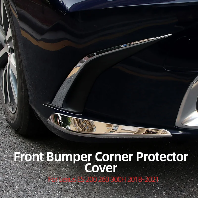 For Lexus  ES 200 260 300H 2018 2019 2020 2021 Front Bumper Corner Protector Cover Trim Stainless Steel Car Accessories 2pcs