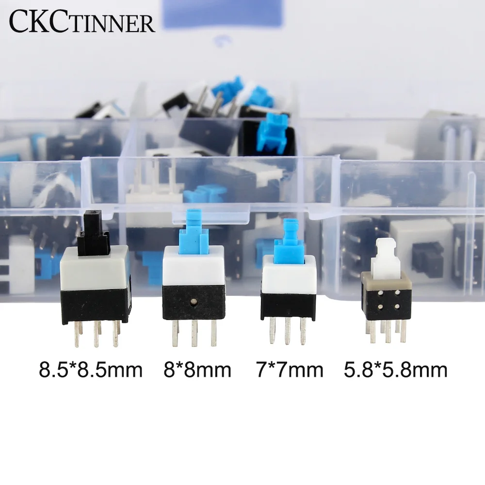 100PCS/LOT 5.8*5.8 7*7 8*8 8.5*8.5mm Self Locking Push Tactile Power Micro Switch Kit 6 Pin Button Switches Multimeter Switch