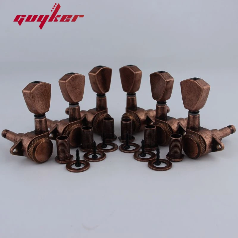 1 Set 3R3L GUYKER Tuners Guitar Models Rear lock string Electric Guitar Machine Heads Trapezium Button  Antique Bronze