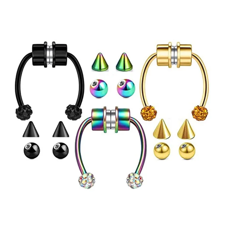 1 Pcs Fake Nose Ring Hoop Nose Septum Rings Goth Magnet Nose Punk Fake Non Piercing Body Jewelry Unusual Costume Jewelry image 4