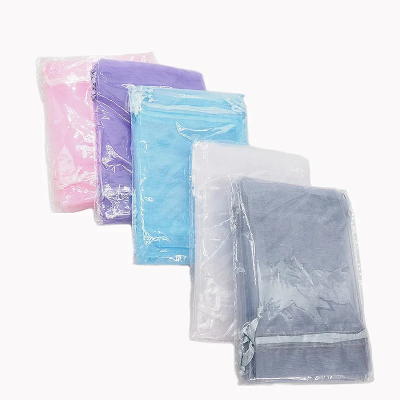 Chenkai 100PCS 10x15CM 4 Colors Organza Bags Jewelry Packaging Bags Drawable Bags Candy jewellery Pouches Party Decoration Gift