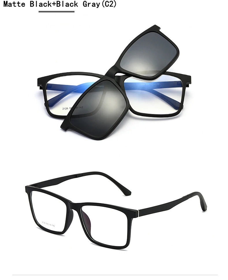 YIMARUILI Multifunktions-Sonnenbrille mit optischer Sehstärke, magnetische Clip-on-Sonnenbrille für Herren, Anti-Ultraviolett-Fahrbrille 2126 – Detail 10