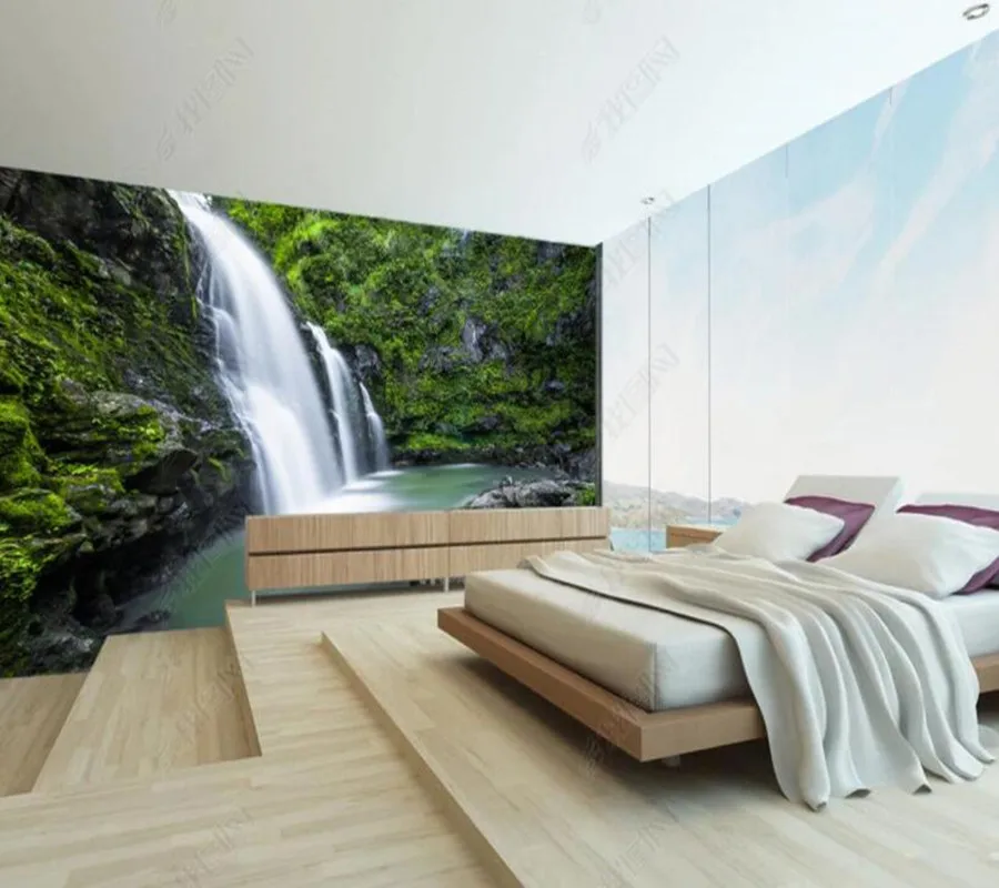 

Papel de parede High-definition waterfall large free 3d wallpaper mural,iving room tv wall bedroom wall papers home decor